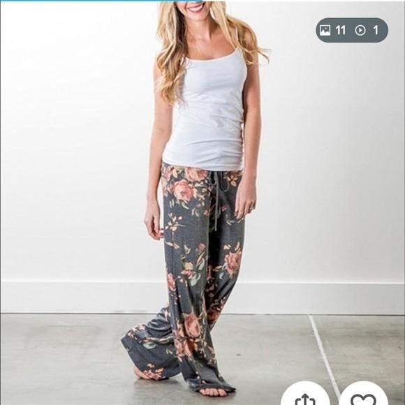 Pants - Floral Print Casual Lounge Pajama Pants